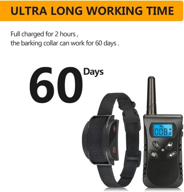 Briller Dog Training Collar with Remote Control, 10 levels of vibration adjustable Training Collar,IP67 waterproof,Sound & Vibration Training Modes and 500 meters Remote Range Anti Bark Collar - Image 8