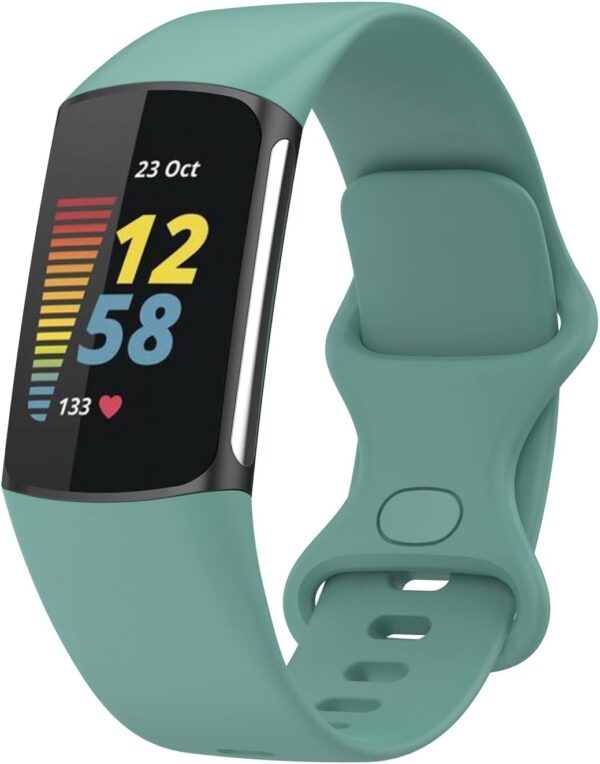 Muovrto Strap for Fitbit Charge 5/Fitbit Charge 6,Silicone Replacement Sport Waterproof Adjustable Watch Band for Men and Women - Image 3