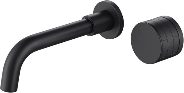 Brass Concealed Wall Mounted Bathroom Faucet Basin Sink Mixer Taps,Knob Handle Swivel Spout Matte Black - Image 2