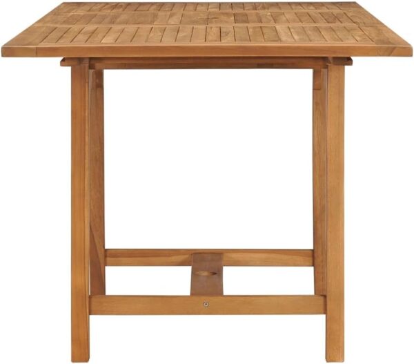 vidaXL Extendable Garden Table in Solid Teak Wood – 110-160x80x75 cm – Durable Weather-Resistant Outdoor Dining Furniture with Umbrella Hole - Image 8