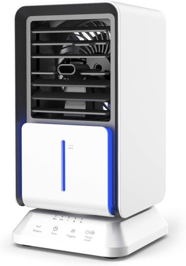 Personal Air Cooler, Infray Portable Oscillating Air Conditioner Desk Fan Mini Evaporative Cooler, Mist Humidifier, Air Circulator Desktop Space Cooler with Timer Function for Home Office Bedroom - Image 2
