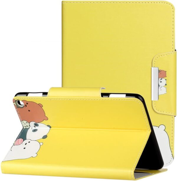 XFDSFDL® Protective Cover for Amazon Fire HD 8/8 Plus 10th Gen 2020 (8.0 Inch) PU Leather Flip Case Yellow Bear Pattern with Built Stand Magnetic Closure Holster Wallet Device Shell 04 - Image 2