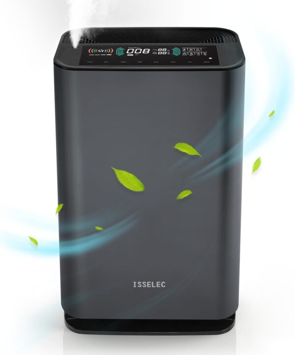 2 in 1 Air Purifier for Home with Humidification up to 1072 ft², H13 HEPA Filter Remove Pet Hair, Smoke, Dust, Pollen for Bedroom, Offices, Kitchens, Air Quality Sensor, Negative Ion Generator - Image 2