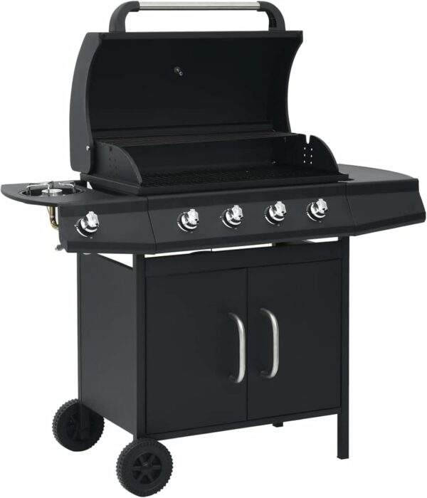 Homgoday Gas Barbecue 4+1 Cooking Zones, Black Steel, Outdoor Grill, Charcoal BBQ Smoker Smoker for Meat, Fish, Cheese Outdoor Kitchen - Image 2
