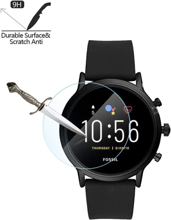 MWOOT 4-Pack Compatible with Fossil Gen 5 Men Carlyle Smartwatch Screen Protector Glass Tempered, 9H Hardness Scratch Resistant Protective Glass Film for Smartwatch Screen Protection - Image 5