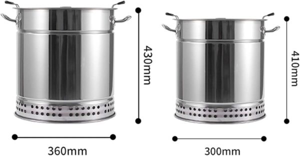 YJKKZQLB Stainless Steel BBQ Mesh Barrel Rolling Grill Basket Portable Charcoal Grill Stainless Steel BBQ Grill Vertical Hanging Grill Oven Silver Versatile Round Grill Cooking - Image 8