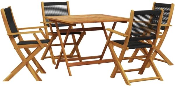NQJIBUE Item-5 Piece Garden Dining Set Black Polypropylene and Solid Wood,Outdoor Outdoor Furniture Sets - Image 3