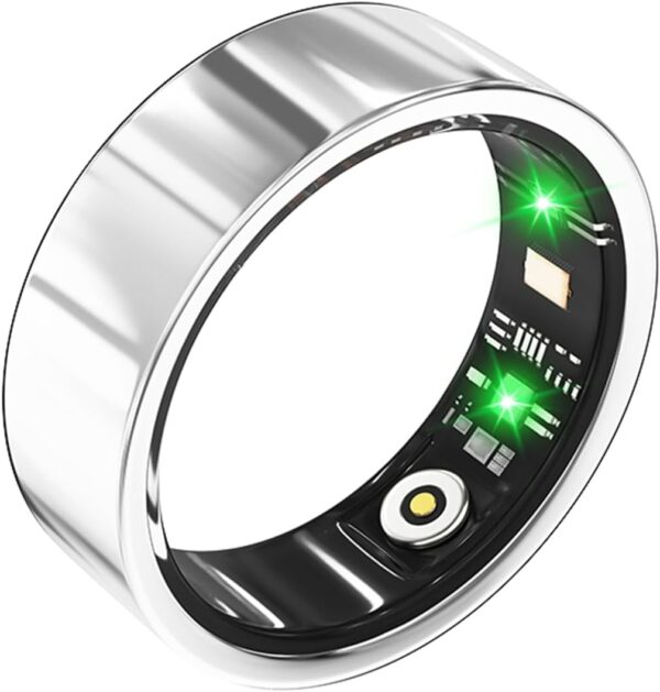 Smart Ring, IP68 Smart Ring for Women Men w/Sleep Heart Rate Blood Pressure Oxygen Monitor Waterproof Fitness Tracker Pedometer Calories Step Counter Bluetooth Health Ring, Silver #10 - Image 2