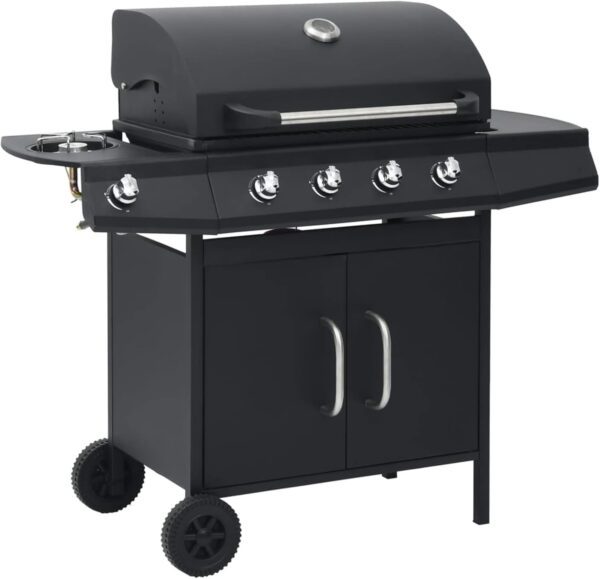 Homgoday Gas Barbecue 4+1 Cooking Zones, Black Steel, Outdoor Grill, Charcoal BBQ Smoker Smoker for Meat, Fish, Cheese Outdoor Kitchen - Image 7
