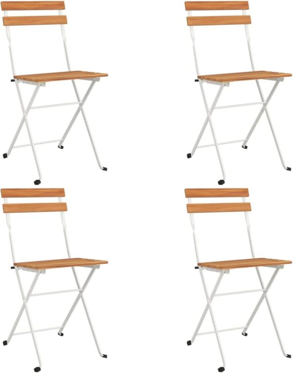 5 Piece Folding Patio Bistro Set Bistro Dining Table and Chairs Patio Yard Outdoor Furniture Solid Wood Acacia and Steel Type2 - Image 5