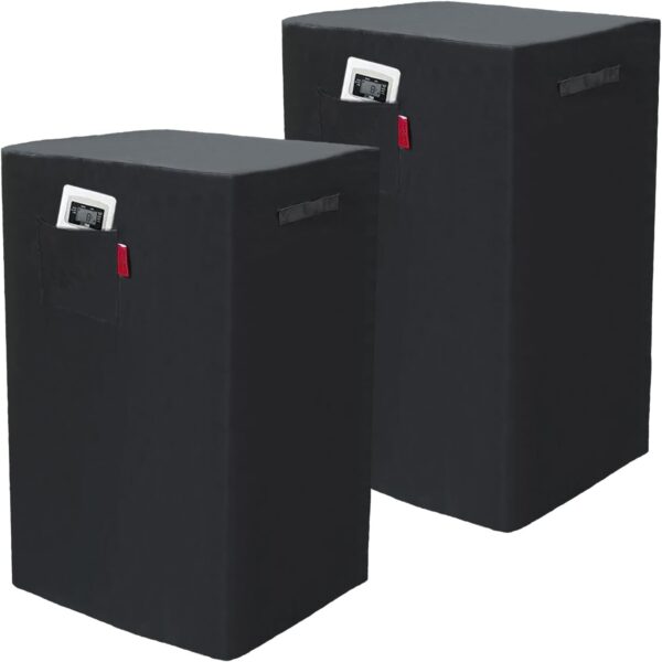 2 Pieces Indoor Portable Air Conditioner Cover, AC Unit Dustproof Storage Protection Cover for Mobile AC. Fits SereneLife 10000 BTU (SLPAC10) etc 20.8"Lx17.7"Wx35"H Black - Image 2