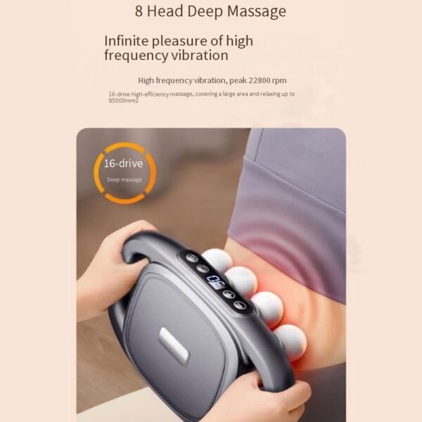 16-Drive 8-Head Massage Gun Set, 30 Levels Deep Tissue Percussion for Full Body Pain Relief - Adjustable Modes for Back/Shoulders/Legs - Image 5