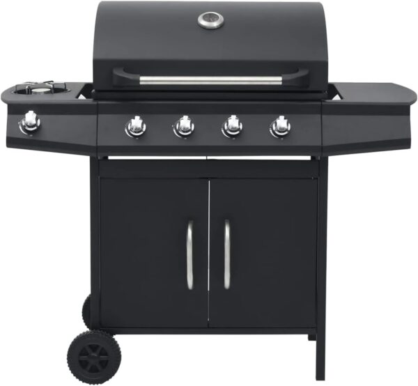 Homgoday Gas Barbecue 4+1 Cooking Zones, Black Steel, Outdoor Grill, Charcoal BBQ Smoker Smoker for Meat, Fish, Cheese Outdoor Kitchen - Image 8