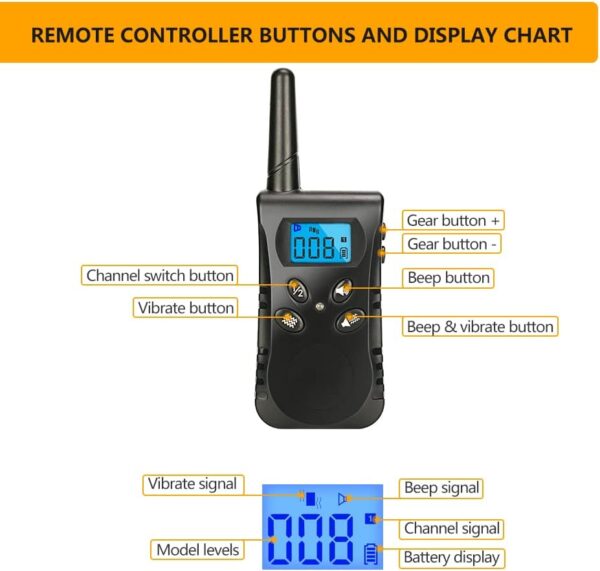 Briller Dog Training Collar with Remote Control, 10 levels of vibration adjustable Training Collar,IP67 waterproof,Sound & Vibration Training Modes and 500 meters Remote Range Anti Bark Collar - Image 5