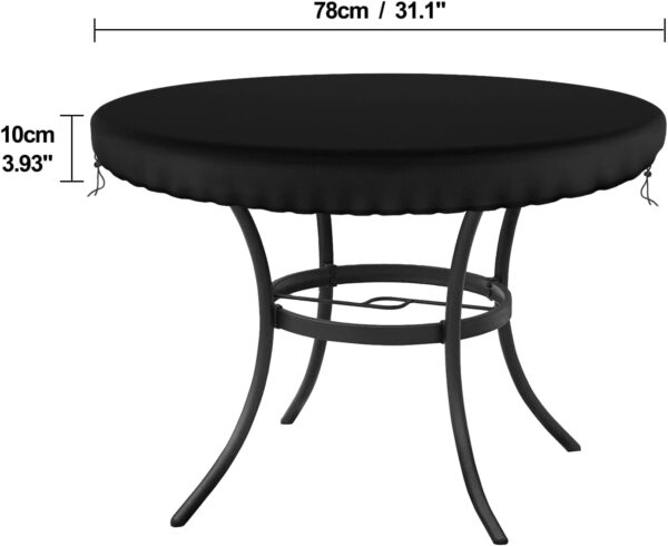Garden Table Cover Round, Anti UV Garden Furniture Cover,Heavy Duty Rip Proof 600D Patio Set Cover,Wipe Clean Table Cover for Outdoor/Indoor Use, Waterpoof, Windproof, Round 78cm - Image 3