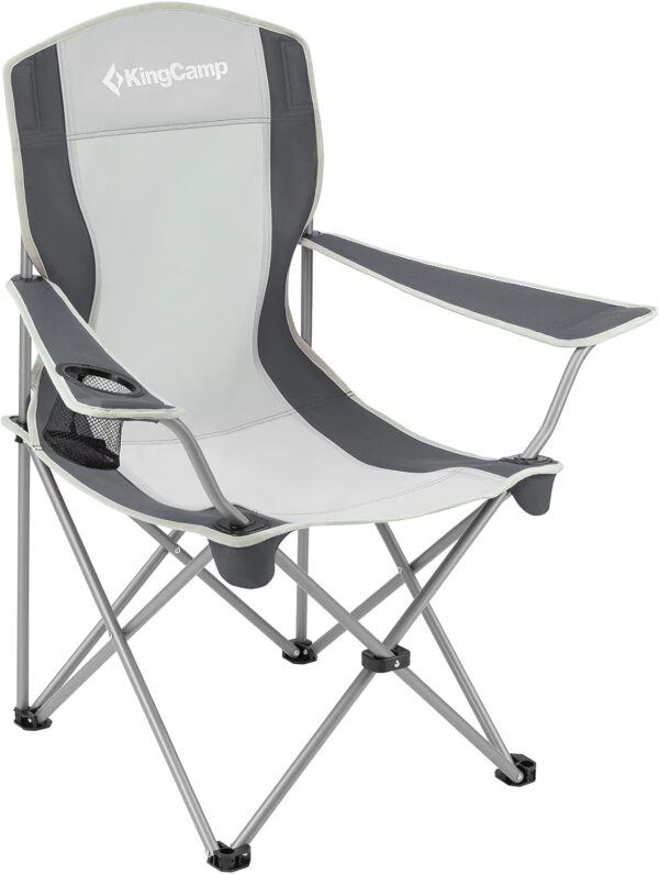 KingCamp Camping Lightweight Folding Portable Quad Chair with Mesh Cup Holder for Outdoor Hiking Fishing Picnic with Carry Bag, Black/Grey, 19.6 x 33 x 37.7 inches - Image 2