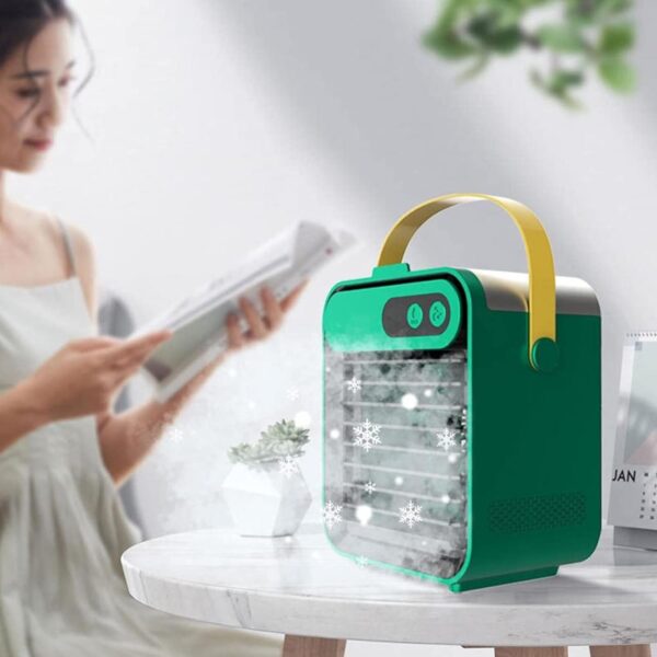 Portable Air Cooler, 150ML Mini Conditioner Fan 4000mAh Water-Cooled Cooler 4 in 1 Personal Humidifier with USB, 2400 mah, 3 Wind Speeds for Bedroom Home Office Outdoor Usage-White - Image 3