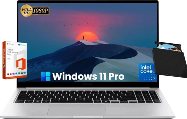 SAMSUNG Galaxy Book4 Business Laptop - Win 11 Pro & MS Office Lifetime, 15.6" FHD Display, Intel 10-Core 7-150U(up to 5.4 GHz), 16GB RAM, 4TB SSD, 14H Long Battery Life, with External CD/DVD Drive - Image 2