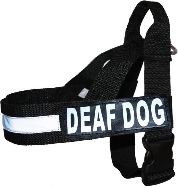 Deaf Dog Nylon Strap Service Dog Harness No Pull Guide Assistance Comes with 2 Reflective Deaf Dog Removable Patches. Please Measure Your Dog Before Ordering. - Image 2