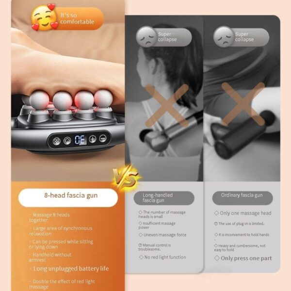 16-Drive 8-Head Massage Gun Set, 30 Levels Deep Tissue Percussion for Full Body Pain Relief - Adjustable Modes for Back/Shoulders/Legs - Image 8
