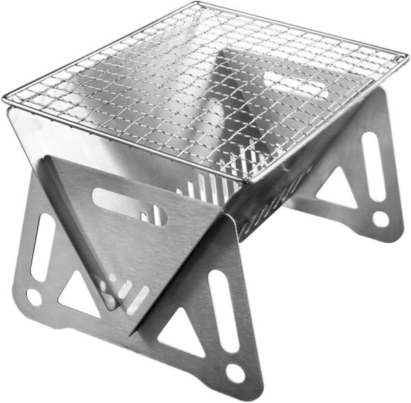 Portable Barbecue Grill, Stainless Steel Charcoal Grill Detachable Design Mini Tabletop BBQ Grill for Outdoor Barbecues Camping Traveling Picnics - Image 2