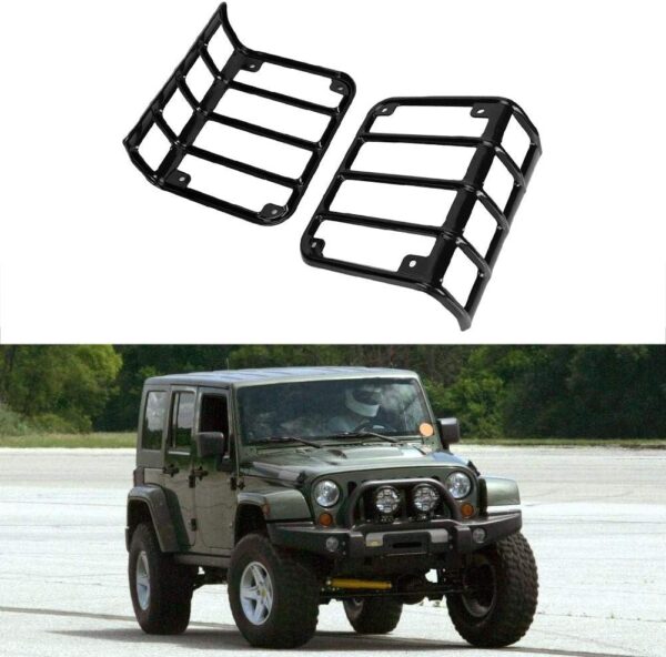 Rear Light Cover, Taillight Protector Durable Rear Light Lamp Cover Taillight Guard for Tail Lamp Fits Jeep Wrangler JK 2007-2017(black) - Image 4