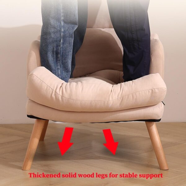 WAGXIyU Mid Century Modern Chair With Wood Frame, Upholstered Living Room Chairs With Backrest Angle Adjustment, Reading Armchair Lazy Chair For Bedroomroom (Color : /Khaki, Size : A) - Image 6
