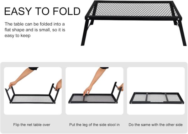 Folding Campfire Grill Heavy Duty Iron Waterproof Portable Camp Fire Cooking Rack for Outdoor Barbecue - Image 6