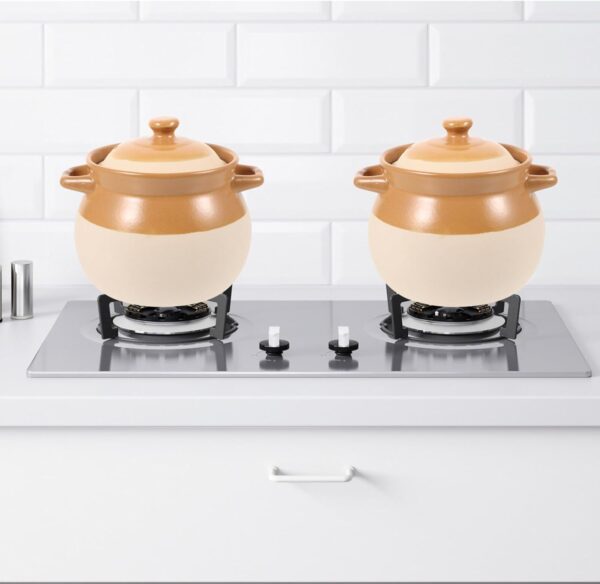 ABOOFAN Clay Casserole Pot 2 Ceramic Stockpot Retro Stew Cooking Pot Vintage Soup Pot with Lid and Handle Kitchen Deep Stoneware - Image 5