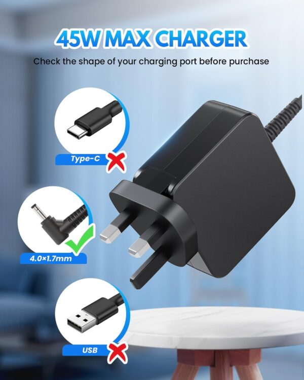 Lenovo Laptop Charger | Compatible with Lenovo IdeaPad 310, 320S, 330S & Yoga 510, 520, 710 | Power Cord Supply, 4.0 * 1.7mm Tip - Image 4