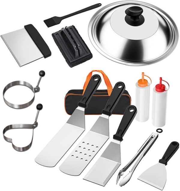 Gissroys 14Pcs Flat Top Griddles Tool With Spatulas Scrapers Tongs Stainless Steels Grills Cooking Kits Griddles Accessories - Image 2