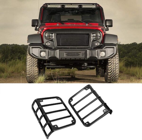 Rear Light Cover, Taillight Protector Durable Rear Light Lamp Cover Taillight Guard for Tail Lamp Fits Jeep Wrangler JK 2007-2017(black) - Image 3