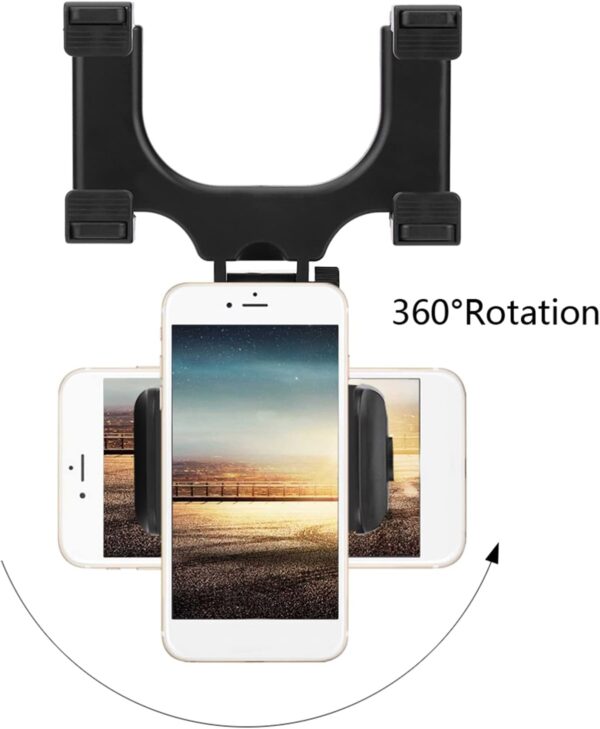 Cocoarm Car Rear View Mirror Phone Holder 360 Degree Rotation Universal Car Rear View Mirror Mount Phone Holder for Most Phones Within 5-9cm, Two-Layer Reinforced Silicone Fixture - Image 8