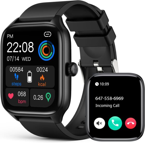2024 Smart Watch with Bluetooth Call for Men Women, Activity Fitness Tracker with 1.96" HD Touch Screen, Blood Pressure Blood Oxygen Heart Rate Sleep Monitor Pedometer for Android iPhone - Image 2