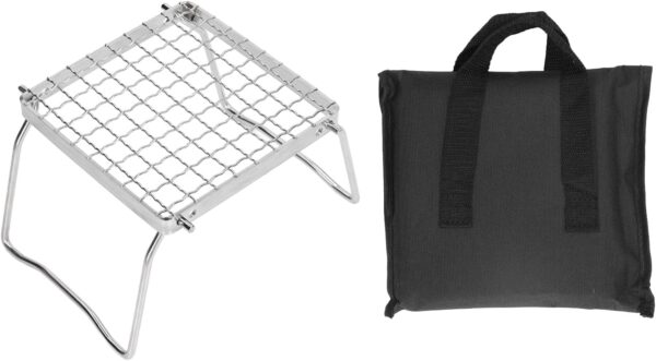 Serlium Portable Campfire Grill, Mini Folding Stainless Steel Camping Grill for Outdoor, Silver - Image 2