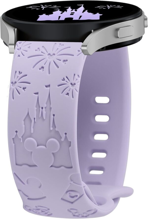 Cartoon Engraved Straps Compatible with Samsung Galaxy Watch 6/7/4/5/Active 2 40mm 44mm Women, 20mm Silicone Sport for Watch 6 Classic 43mm 47m/Watch 5 Pro 45mm/Active 2/Watch 3 41mm/Watch FE - Image 2