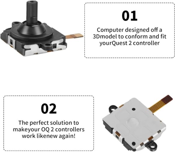 Wjelet 2 Pcs Joystick Replacement Kit for Oculus Quest/Meta Quest 2 Controller,Analog Thumb Stick Repair Kit with Caps,Left & Right Joystick Analog Set for VR Controller Replacement - Image 6