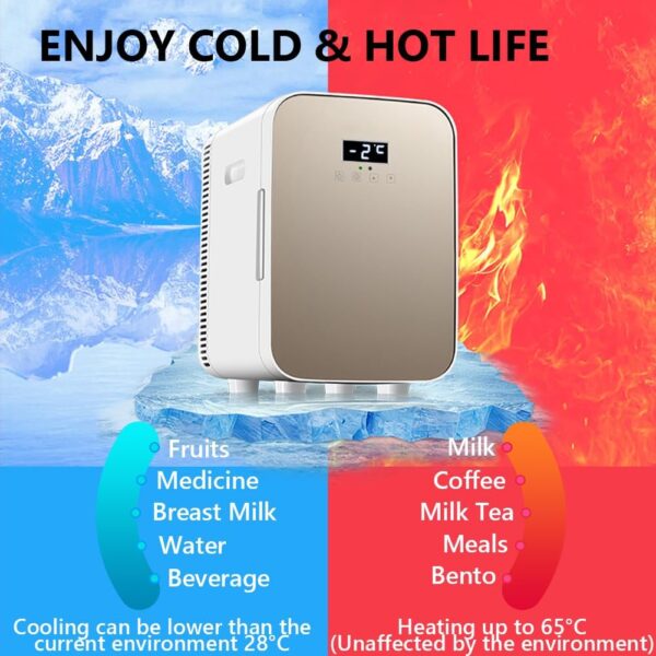 15L Mini Portable Drink Fridge, Compact Drug And Cosmetic Insulin Cosmetics Refrigerator, Car Hot And Cold 15 * 330Ml Can Drink Freezer, Dormitory Office Desktop Cooler,Silver - Image 3