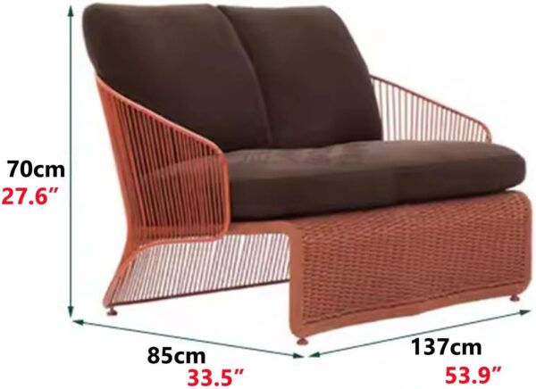 MOLVUS Patio Loveseat, All-Weather Rattan 2 Seater Sofa, Outdoor Patio Furniture Set For Balcony Backyard Deck Poolside - Image 4
