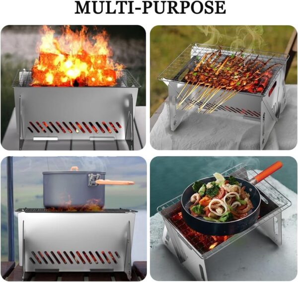 Portable Barbecue Grill, Stainless Steel Charcoal Grill Detachable Design Mini Tabletop BBQ Grill for Outdoor Barbecues Camping Traveling Picnics - Image 7