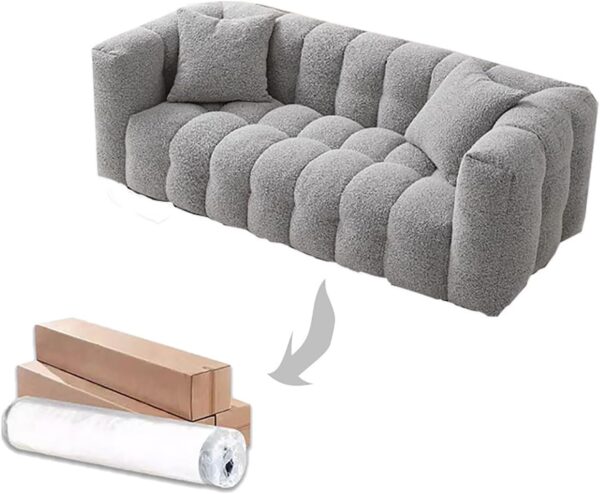 Modern Modular Sectional Sofa Bed Large Convertible Sofa Couch with 2 Pillows High Density Foam Lightweight Design for Living Room and Bedroom Gray 1.2m - Image 8