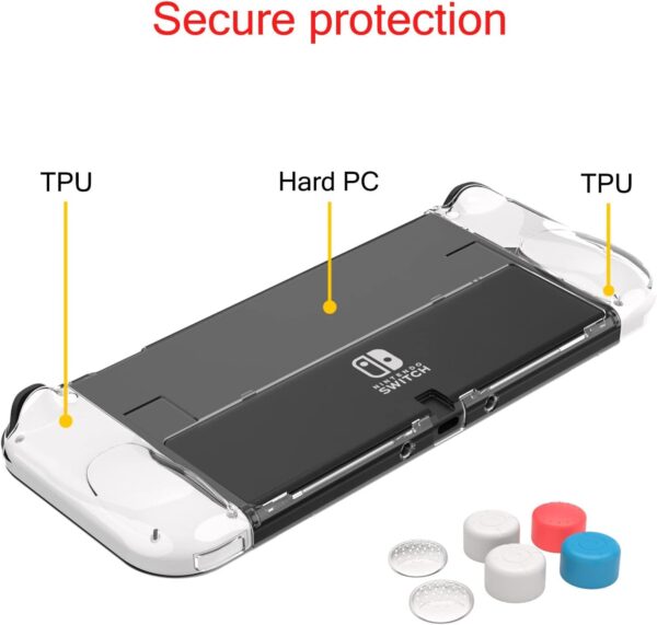 Teyomi Carrying Case Compatible with Nintendo Switch OLED Model 2021, Nintendo Switch Accessory Bundle with Case, Protective Film, Transparent Case for Nintendo Switch OLED, Case for Joy-Con Handle - Image 9