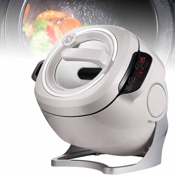 6L Intelligent Cooking Machine - Non-Stick Pan Automatic Cooker | 360° Rotating Design & 3D All-round Heating | 3 Gears Fire Adjustment | Smart Touch Screen | Perfect for Home Restaurant | - Image 2
