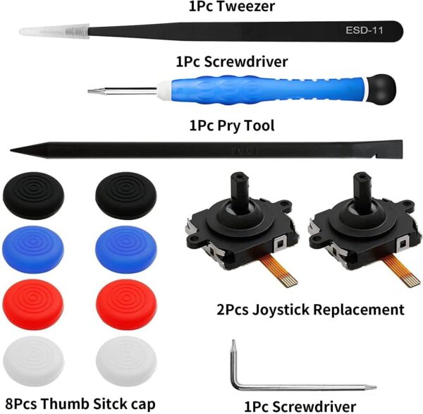 Wjelet 2 Pcs Joystick Replacement Kit for Oculus Quest/Meta Quest 2 Controller,Analog Thumb Stick Repair Kit with Caps,Left & Right Joystick Analog Set for VR Controller Replacement - Image 8