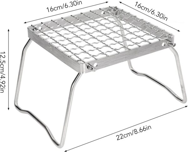 Serlium Portable Campfire Grill, Mini Folding Stainless Steel Camping Grill for Outdoor, Silver - Image 6