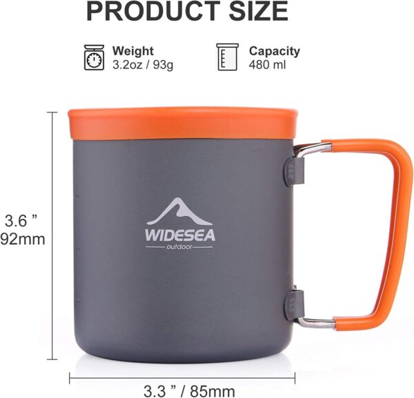widesea Camping cookware set for 1-2 people Hiking/trekking/Picnic outdoor (bright grey) - Image 3