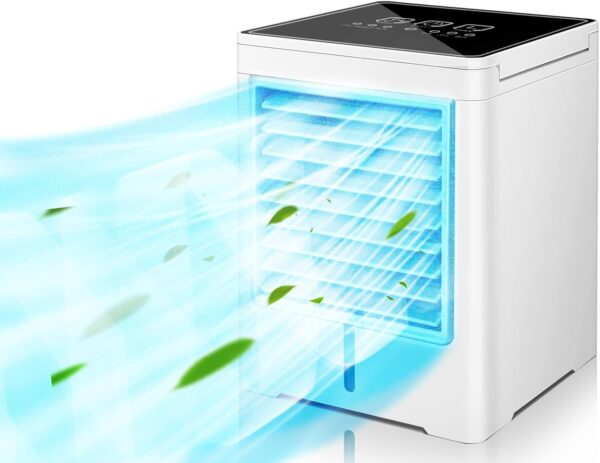 Portable Air Conditioners Fan, Evaporative Air Cooler with 3 Wind Speeds 3 Timers Touch Screen Small Desktop Cooling Fan, Personal Mini Air Cooler for Home Room Camping Car Office - Image 2
