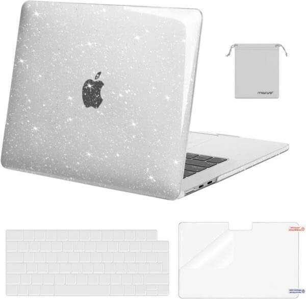MOSISO Compatible with MacBook Air 15 inch Case 2025 2024 2023 M4 M3 M2 A3241 A3114 A2941 Chip, Sparkly Glitter Plastic Hard Shell Case&Keyboard Cover&Screen Protector&Storage Bag, Transparent - Image 2