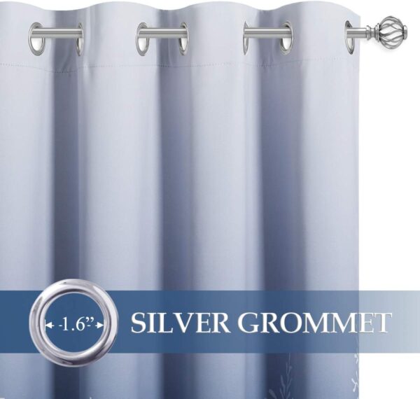 RYB HOME Blackout Curtains for Bedroom - Omber Curtains for Living Room Sunlight Block Noise Reduce Energy Efficiency Room Darkening Curtains Summer Window Decor, White and Navy, 52 x 84 inch, 2 Pcs - Image 7