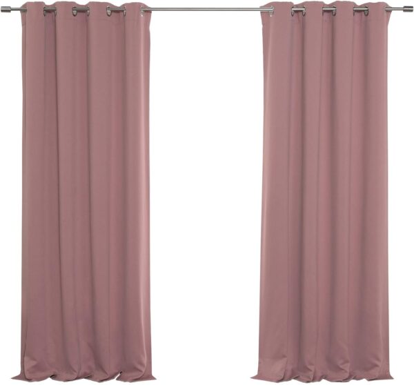 Best Home Fashion Thermal Insulated Blackout Curtains - Stainless Steel Nickel Grommet Top - Mauve - 52" W x 84" L - (Set of 2 Panels) - Image 2